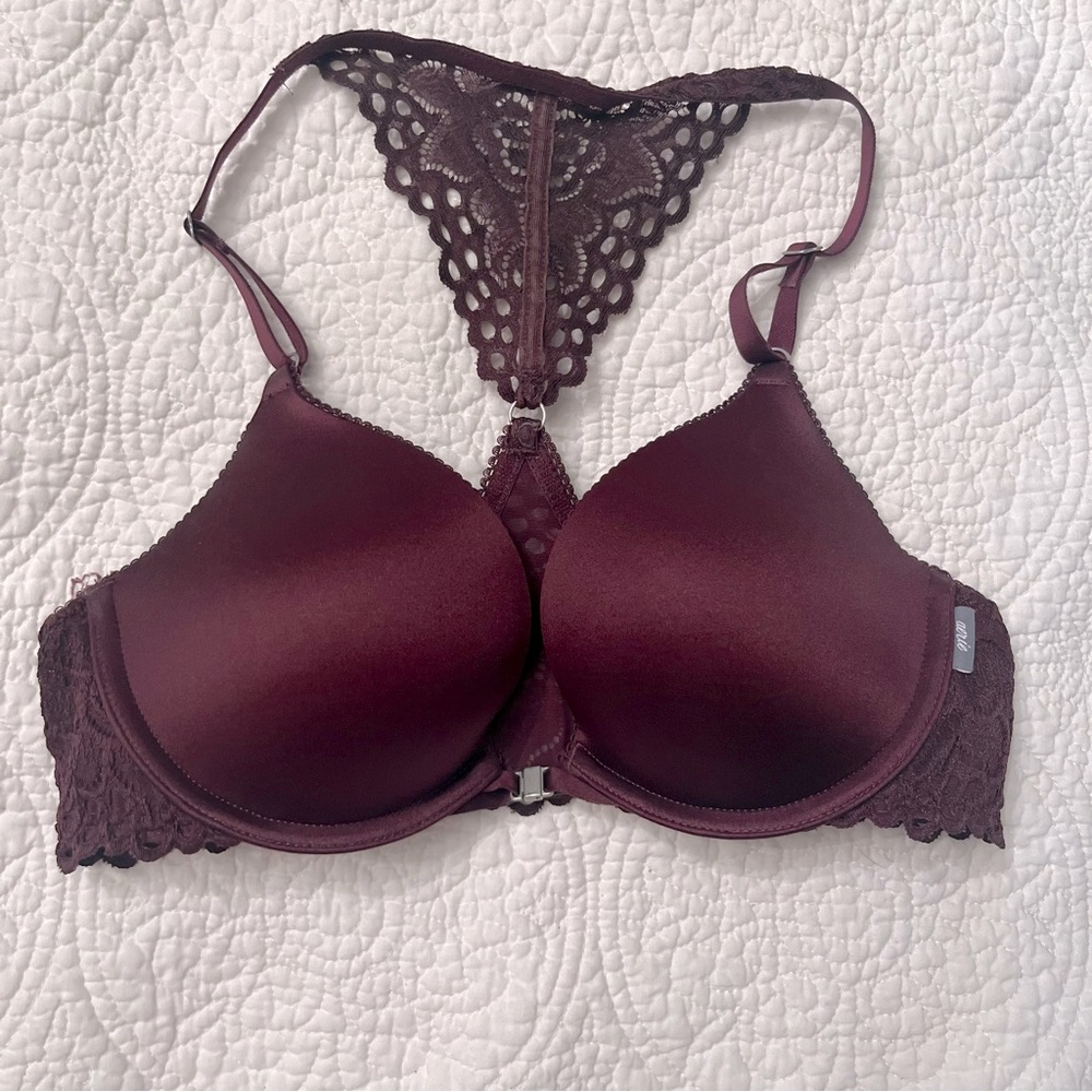 Aerie burgundy‎ front clasp bra size 32C